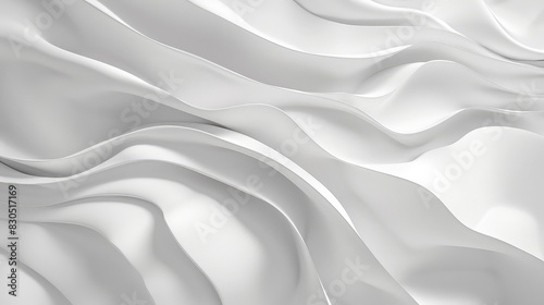 Clean and smooth wave-like forms in white create a seamless blend with a pristine background. photo