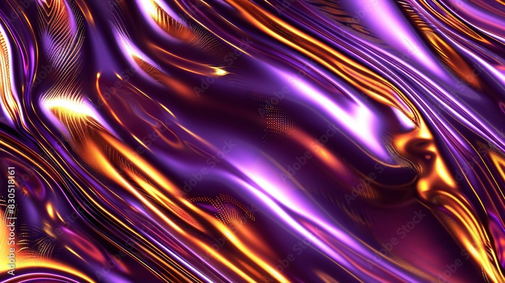   A detailed view of a purple and gold backdrop featuring wavy contours in the lower portion