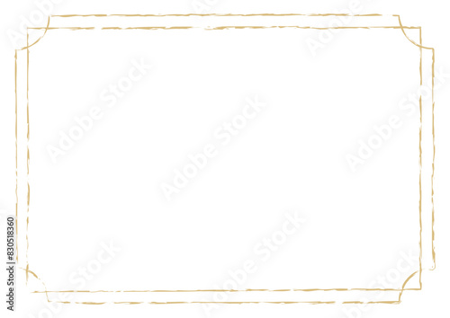 鉛筆手描き風のおしゃれなゴールドフレーム