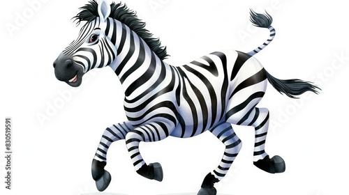   A zebra with black and white stripes runs with its tail lifted  showcasing its unique pattern
