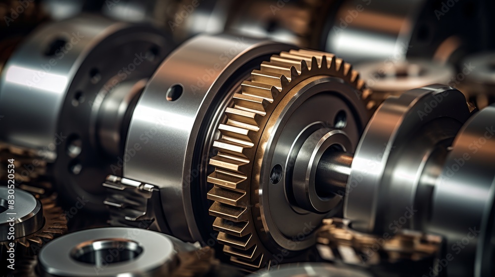 Close-up of intricate metal gears and components in a complex machine.