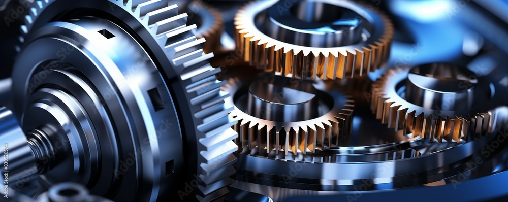Closeup of intricate metal gears and machinery. Closeup of intricate metal gears and machinery.