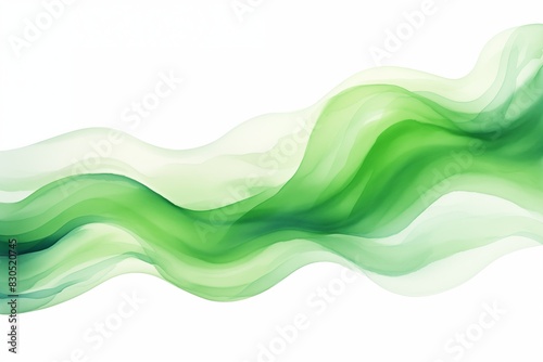 Abstract watercolor illustration of green waves, symbolizing eco-friendly energy, set on a white background 