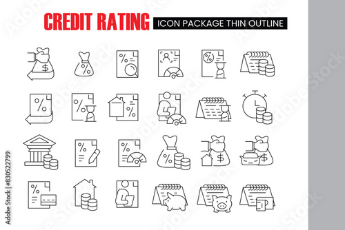 credit rating thin outline icon Vector design good for website and mobile app