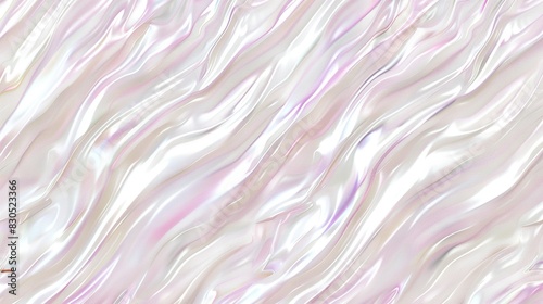   A close-up photo of white and pink wallpaper with a repeating pattern of wavy lines photo