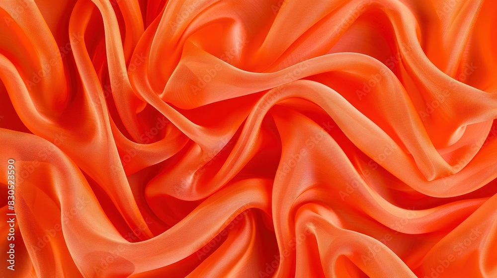 Orange fabric with many folds on top and bottom Orange fabric with many folds on top and bottom