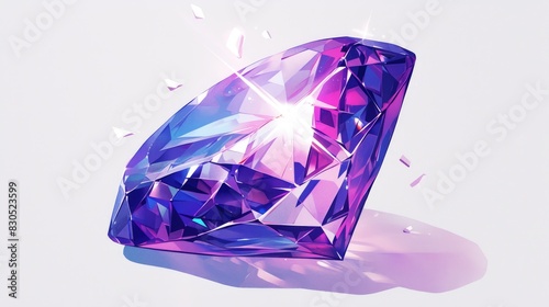 An illustration of an Alexandrite stone in 2d format set against a crisp white background