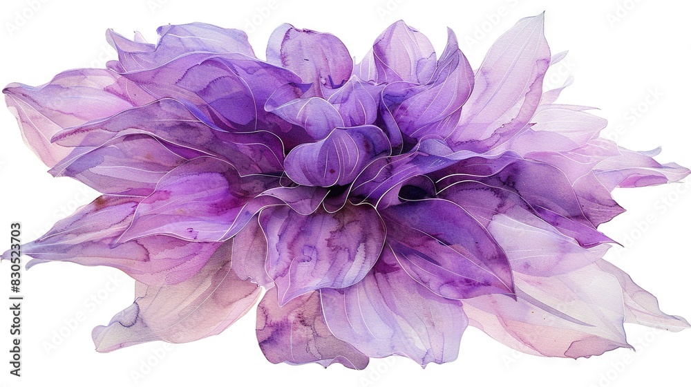  A white background features a purple flower with its center clipped out to reveal the intricate petals