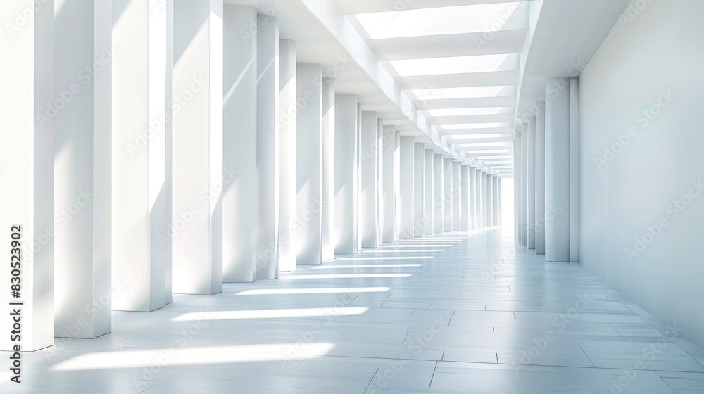 Abstract architectural composition with smooth white surfaces and ample empty space, highlighting modern design Abstract architectural composition with smooth white surfaces and ample empty space, highlighting modern design