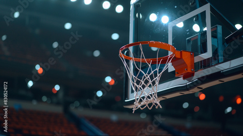 The surface of the basketball backboard, glowing with promise, was lit up by the arena lights © Stone Shoaib