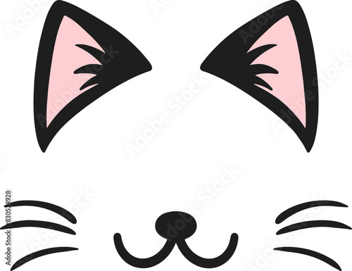 Cat ears illustration icon, cat, ears, cartoon, cute, illustration, color, icon, line,