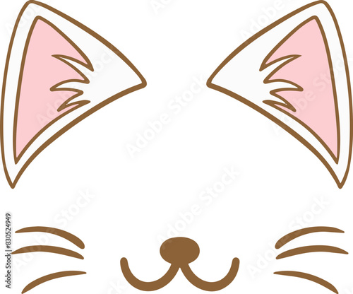 Cat ears illustration icon, cat, ears, cartoon, cute, illustration, color, icon, line,