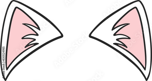 Cat ears illustration icon, cat, ears, cartoon, cute, illustration, color, icon, line,