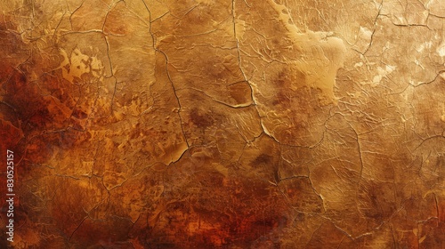  A detailed image of an artwork exhibiting extensive rust and a predominantly yellow and brown color palette, accentuated by browning paint streaks photo