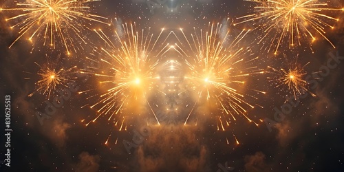 Captivating Golden Fireworks Display Reflecting in the Night Sky Creating a Mesmerizing of Light and Beauty