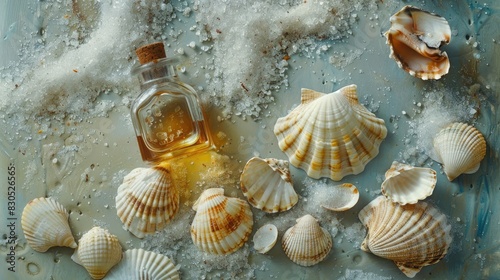 Salt oil and seashells