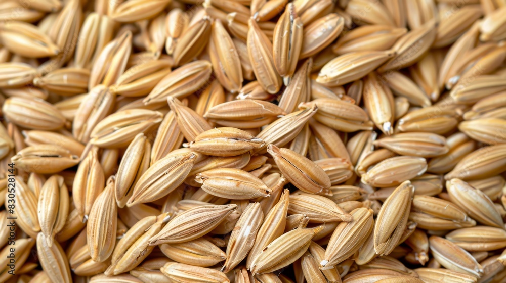 A close-up of grains against a white background Top grains exhibit shallow focus, with brown grains distinguished atop A close-up of grains against a white background Top grains exhibit shallow focus, with brown grains distinguished atop