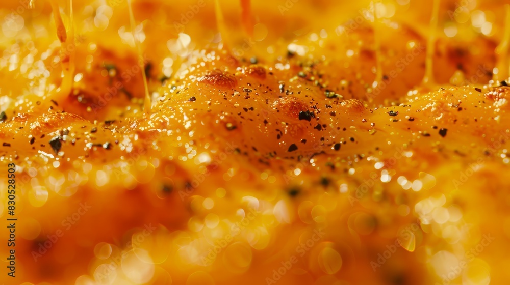 A tight shot of food drizzled with oil and seasoned at the peak A tight shot of food drizzled with oil and seasoned at the peak