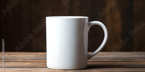 Mockup of a simple white ceramic mug for showcasing products or branding designs. Concept Product Showcase  Branding Design  Simple Mug  White Ceramic  Mockup