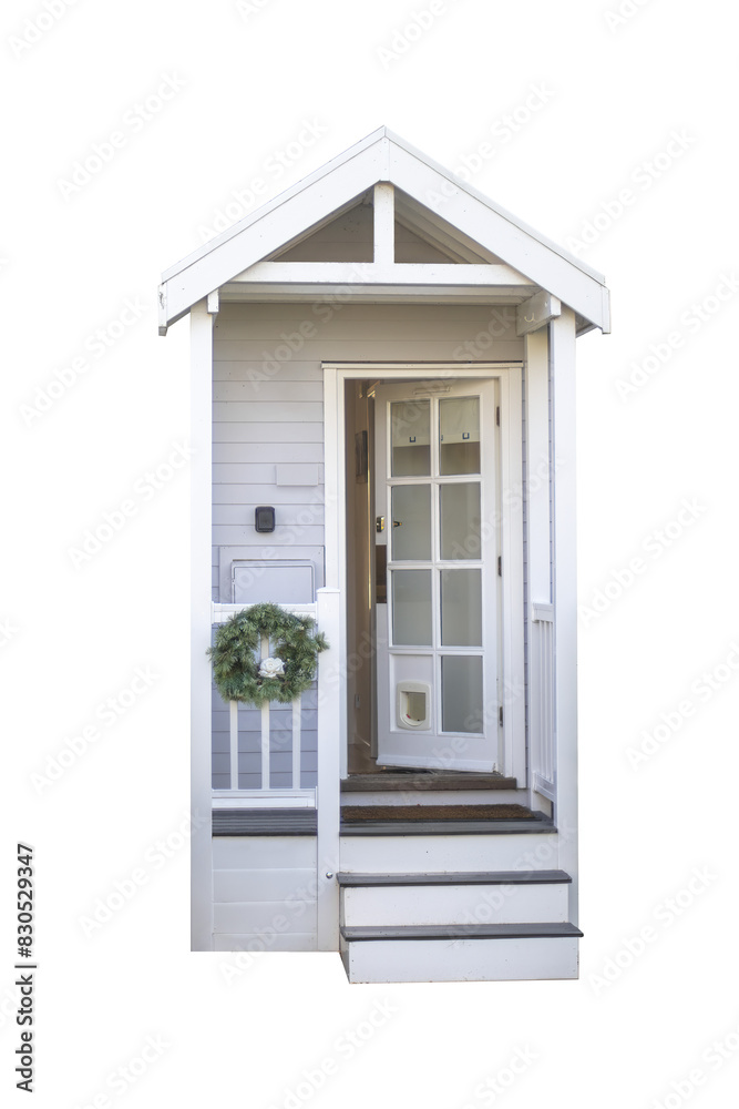 Naklejka premium small wooden cottage porch, cutout isolated transparent png 