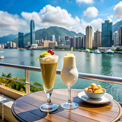 hong kong building cocktail coffee seafood vanilla hotal view photo