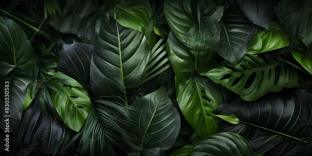 Closeup of Abstract Dark Tone Tropical Leaves Texture for Nature Pattern Background. Concept Nature Photography, Tropical Leaves, Dark Tones, Abstract Textures, Pattern Background Closeup of Abstract Dark Tone Tropical Leaves Texture for Nature Pattern Background. Concept Nature Photography, Tropical Leaves, Dark Tones, Abstract Textures, Pattern Background