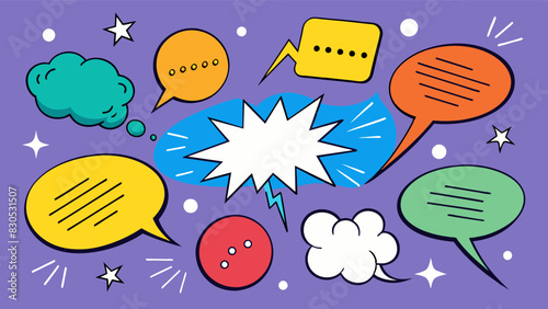 A set of colorful handdrawn comics complete with speech bubbles and sound effects draws the attention of passersby with its clever storytelling.. Vector illustration