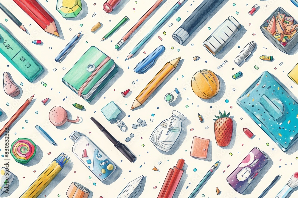 Back to School Stationery seamless pattern background Back to School Stationery seamless pattern background