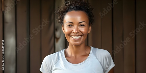 Portrait of a Happy African American Woman in Her s with Short Gray Hair. Concept Portrait Photography, African American Women, Short Gray Hair, Happiness, 60s photo
