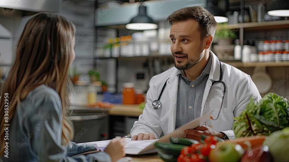 Dietitian consulting client about healthy diet Dietitian consulting client about healthy diet