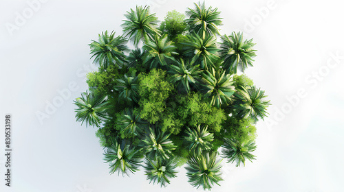 3d rendering of Dicksonia antarctica trees on white background from top view