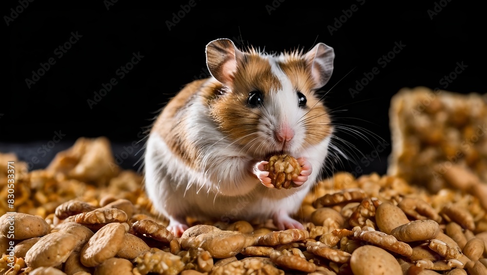 hamster eating nuts black background hamster eating nuts black background