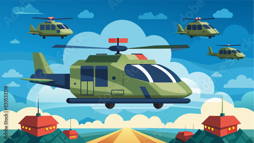 With the potential to revolutionize military operations air taxis are seen as the future of transportation in the armed forces allowing for faster safer and more versatile ods of. Vector illustration