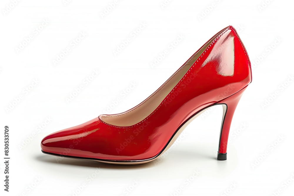 Red high heel women shoes on white background