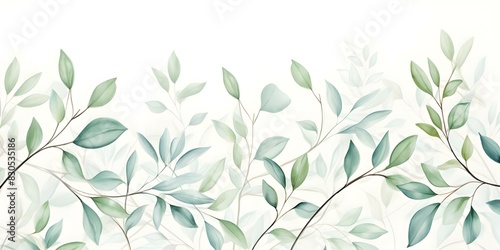 Elegant Watercolor Leaves Digital Paper in Soft Pastel Green Botanical Theme. Concept Watercolor Art, Pastel Green, Botanical Theme, Digital Paper, Elegant Design © Anastasiia