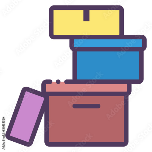 colored stack of boxes icon