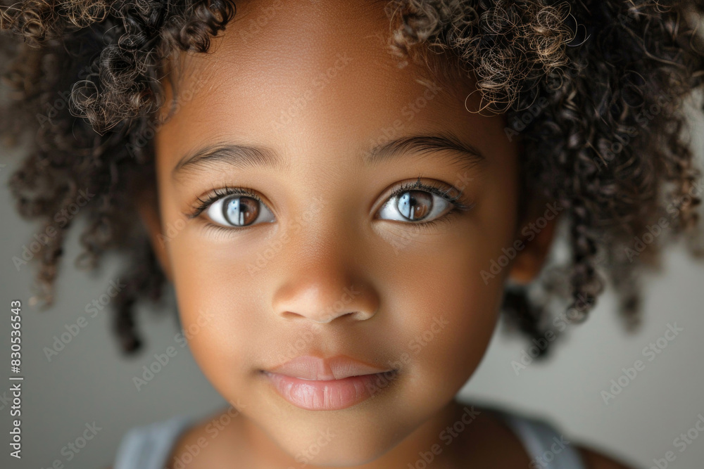 A little Black child with a gentle, joyful expression