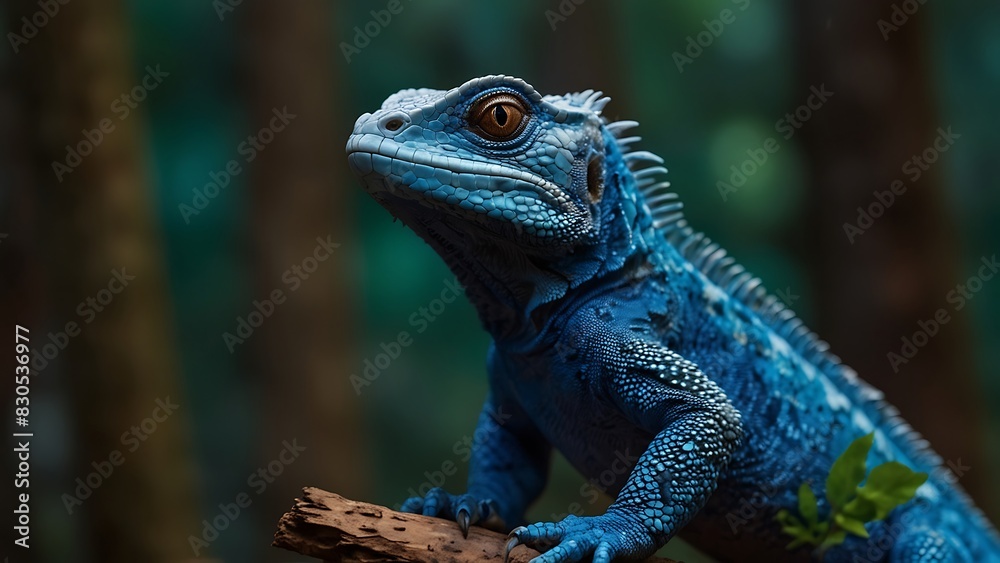 portrait of a blue lizard relaxing in a big tree portrait of a blue lizard relaxing in a big tree