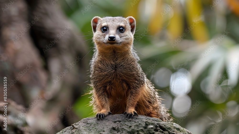 Fototapeta premium Alert Mongoose Small but Fierce Creature Ready for a Challenge in the Wild