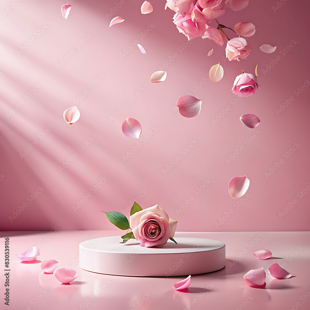Blushing Beauty Empty Podium with Scattered Rose Petals Blushing Beauty Empty Podium with Scattered Rose Petals