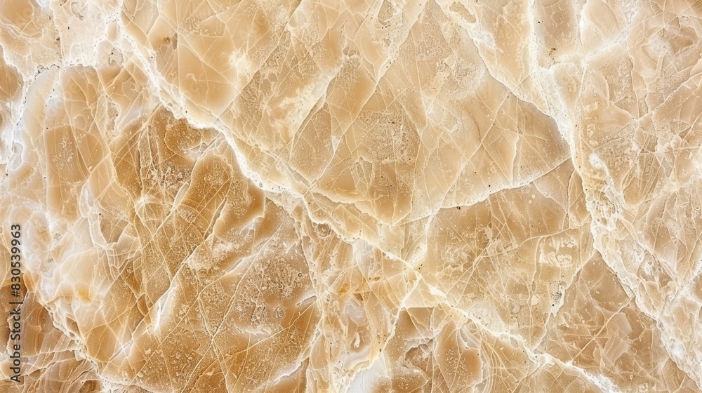 Fototapeta premium A tight shot of a marbled surface, showcasing a brown-and-white pattern at its top and bottom edges The lower portion of the image's visible area is revealed