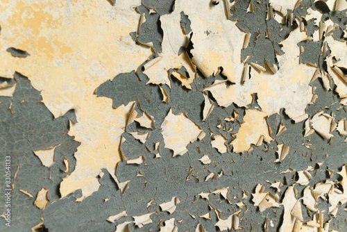 Fotografie An old, pealed paint on the wall of abandoned building