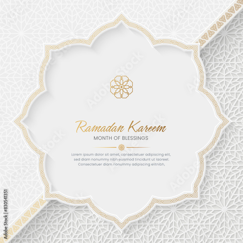 Ramadan Kareem luxury ornamental greeting card with decorative border frame