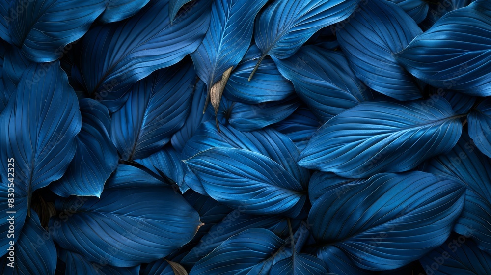 A close-up of several blue flowers with leaves at the base of their petals The lower halves of the petals are visible as well A close-up of several blue flowers with leaves at the base of their petals The lower halves of the petals are visible as well