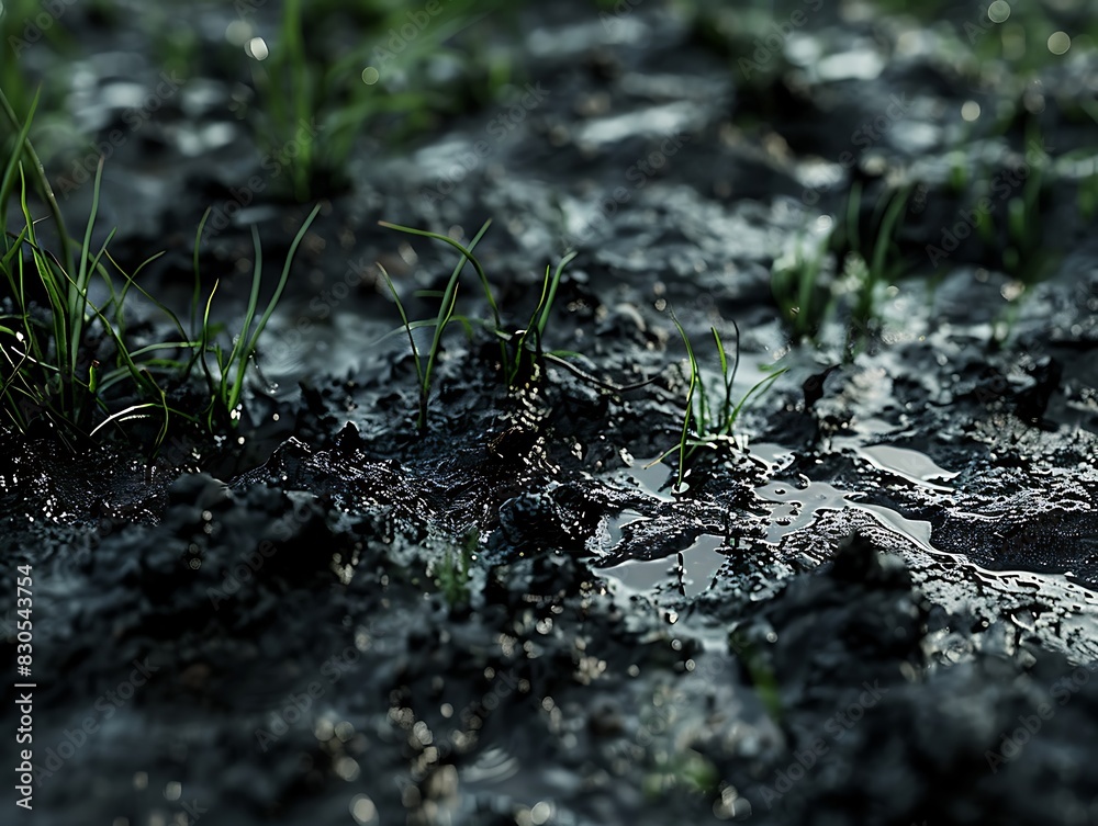 Highly detailed image of watery black soil