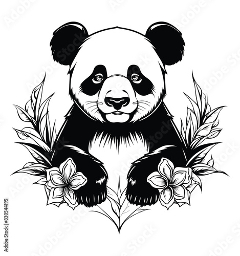 panda vector illustration tatoo art