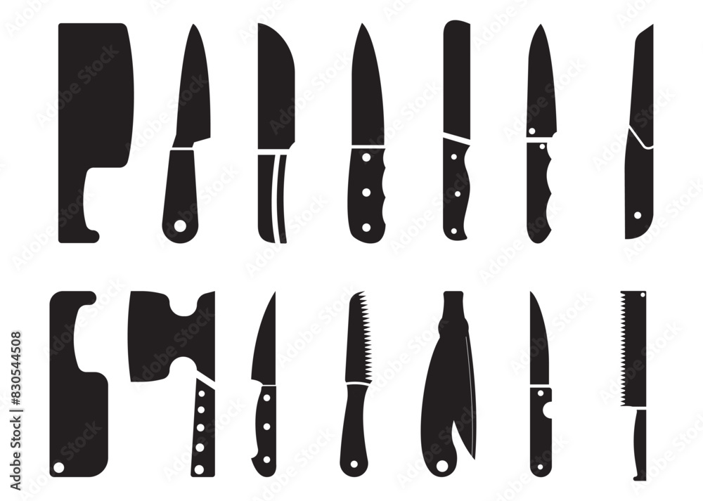 set of kitchen knives in a simple style black color set of kitchen knives in a simple style black color