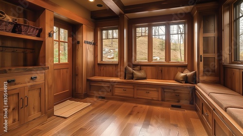 Contemporary Craftsman mudroom with practical storage and stylish design