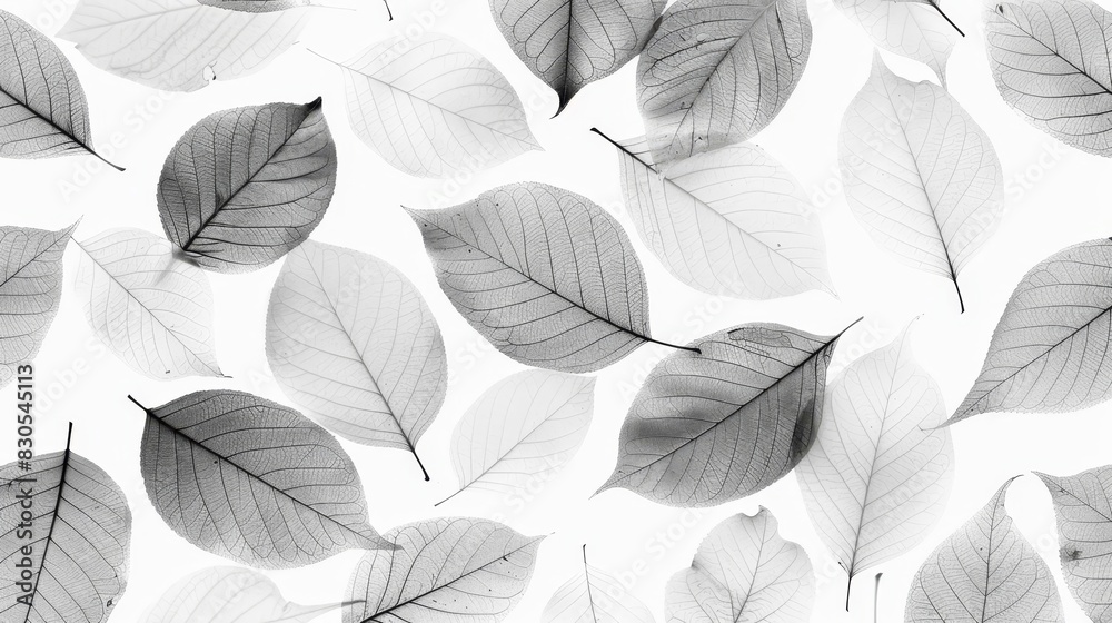 Obraz premium Two black and white images of leaves against a white background