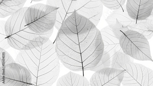 A black-and-white image of a group of leaves on a white background
